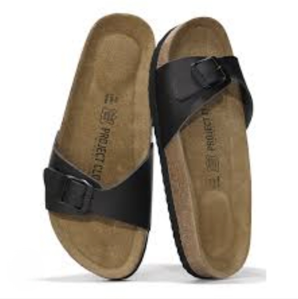New Project Cloud Black Slide Sandals with Buckle